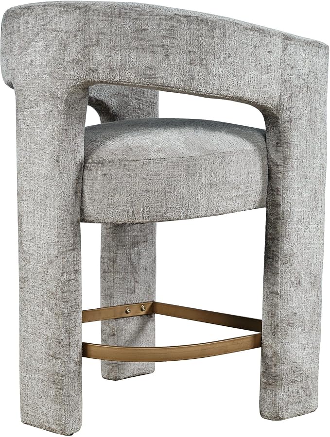 Jofran Upholstered Counter Stool with Arms – Versatile Barstools – Stylish Seating for Kitchen Dining Room or Home Bar, Grey, Single Stool
