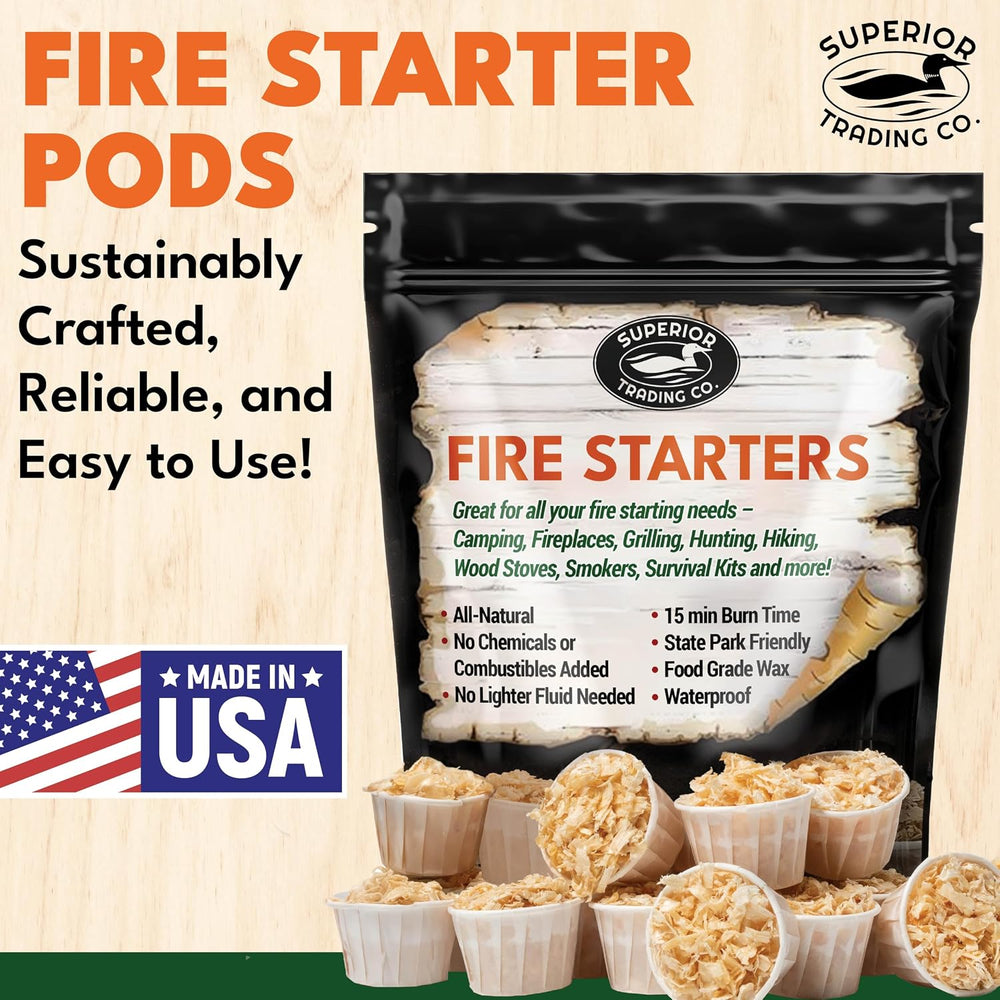 Superior Trading Fire Starter Pods in Resealable Packs - Fire Starters for Ca...
