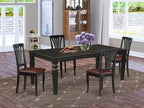East West Furniture LGAV5-BLK-LC 5 Piece Dinette Set Includes a Rectangle Dining Room Table with Butterfly Leaf and 4 Faux Leather Upholstered Dining Chairs, 42x84 Inch, Black
