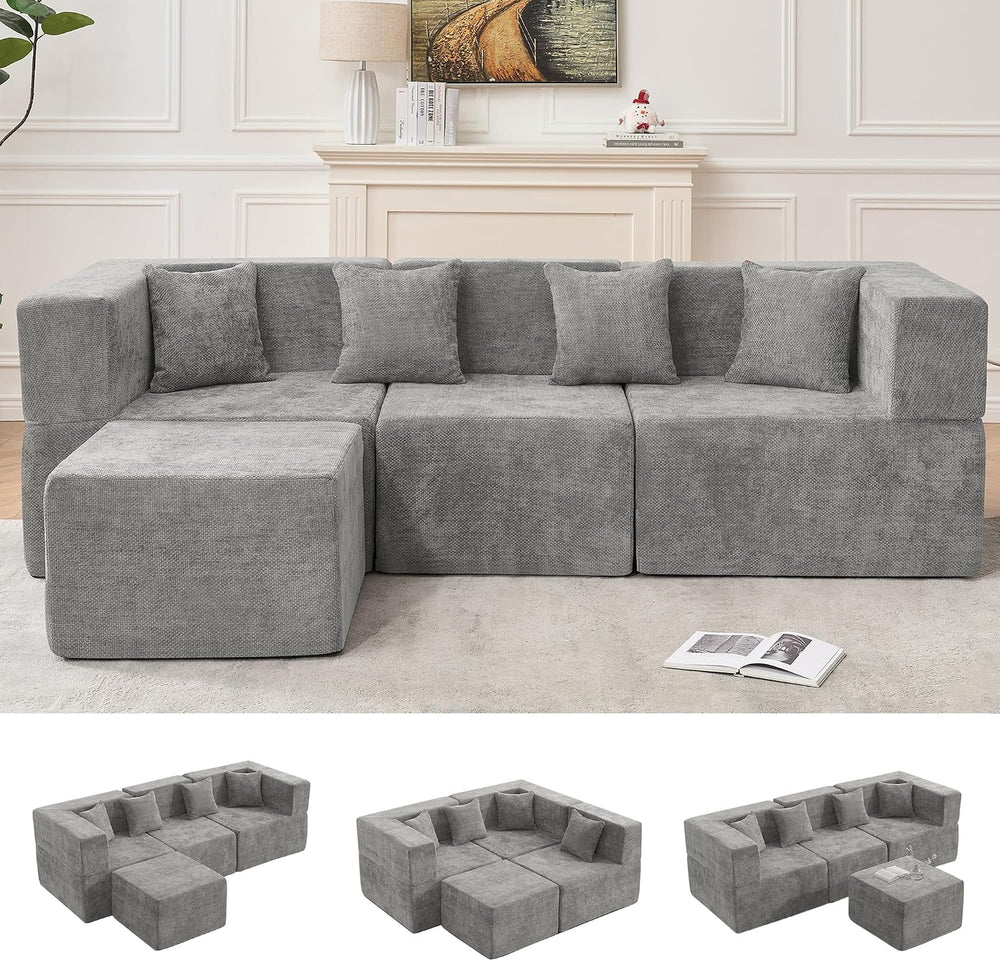MONVANE 103'' Modular Sectional Sofa, Cloud Sectional Couch with Otto...