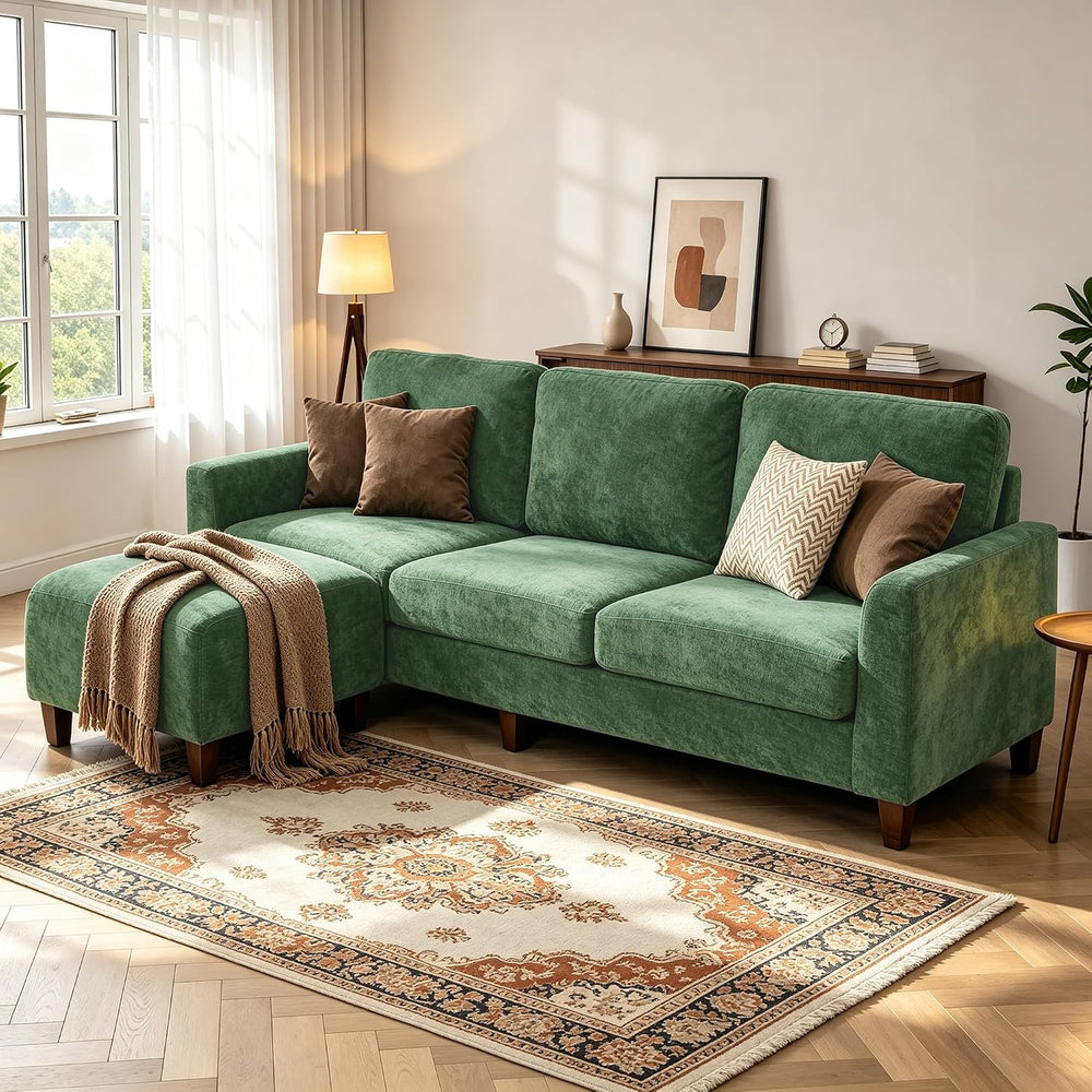 L Shaped Sectional Couch for Living Room, Modular Small Sofa with Ottoman | 9...