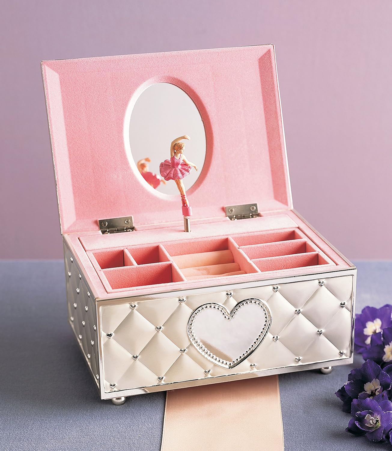 Lenox Childhood Memories Musical Ballerina Jewelry Box | Silverplate over stamped steel | wind-up musical ballerina | keepsake gift for girls