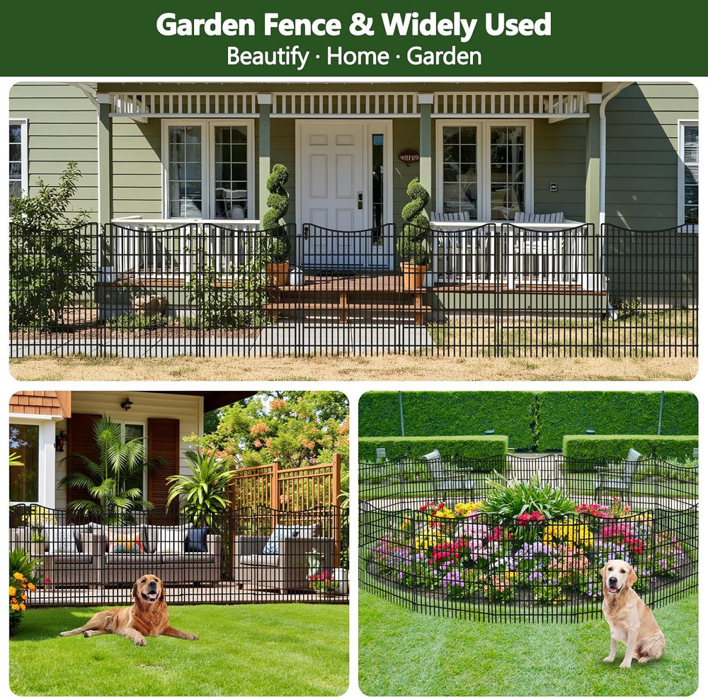 10 Panels Garden Fence Animal Barrier, 33 in(H) X 24 ft(L) Dog Fence Outdoor ...