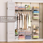 Sonyabecca 3-Tier Hanging Closet Organizer with 5 S Hooks, Closet Shelves for Clothes, Shoes, Handbags, Accessories, Hanging Basket, Closet Storage, Closet System, Closet Organizers and Storage