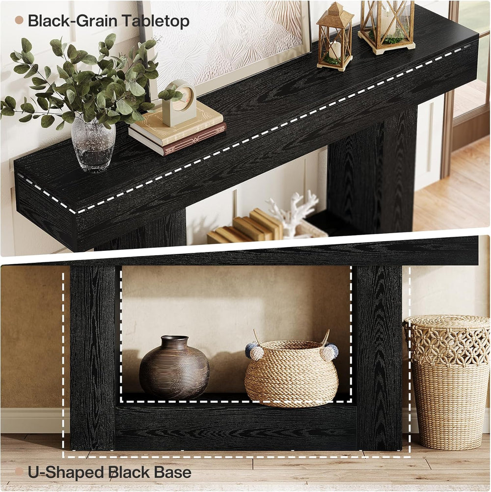 Tribesigns 63-Inch Long Console Table, 2-Tier Entryway Table Sofa Table with ...