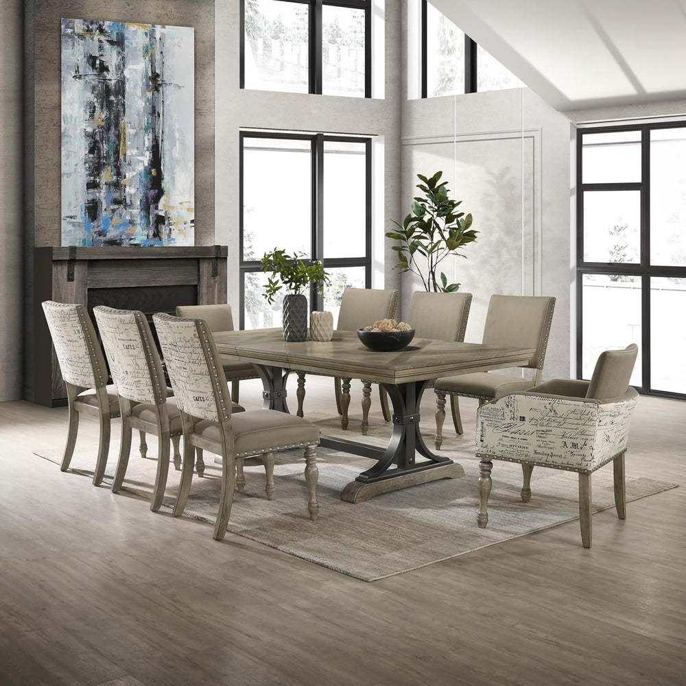 Roundhill Furniture Birmingham Dining Set, One Size, Driftwood Finish