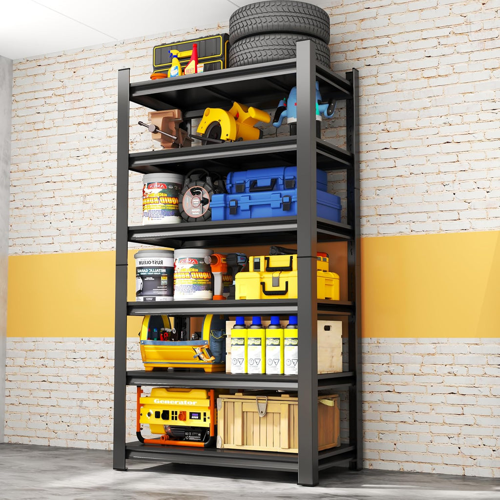Storage Shelves, Garage Metal Shelving Unit 35"W x 18"D x 82"H, 6-Tier Adjustable, Double-Layer Column with Reinforced Ribs, Heavy-Duty, Capable of Bearing 3600 lbs for Garage, Warehouse, Kitchen