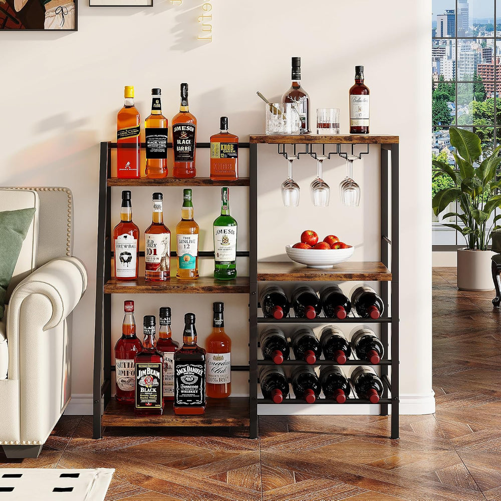 Homeiju Liquor Cabinet Bar for Home Bar, 3 Tier Wine Rack Freestanding Floor ...