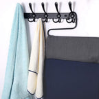 Dseap Coat Rack Wall Mounted - 5 Tri Hooks, Heavy Duty, Stainless Steel, Metal Coat Hook Rail for Coat Hat Towel Purse Robes Mudroom Bathroom Entryway,Black