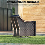 Wicker Patio Furniture Sets, 8 Pieces Upgraded Large Size Outdoor Furniture with Swivel Rocking Patio Chairs, Patio Dining Chair, 3-Seat Sofa, Outdoor Ottoman, Thick Cushions, Wide Armrest