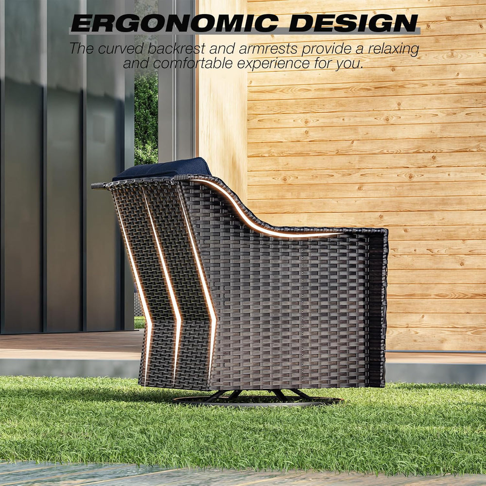 Joyside Outdoor Swivel Chair, Patio Swivel Chairs with Wide Armrest and Thick...