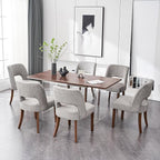 VKNOW Wooden Dining Chairs Set of 6, Modern Fabric Upholstered Dining Room Chair Kitchen Chairs, Farmhouse Dinner Chair for Kitchen Dining Room, Grey