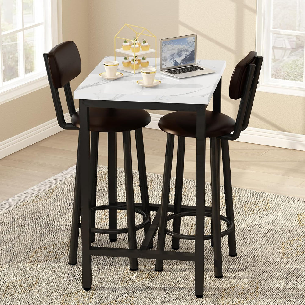 DKLGG Dining Table Set for 2, 24" Square Kitchen Table and Chairs Set wi...