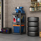 32'' Storage Shelves, 3Tier Garage Metal Shelving Unit, Adjustable, Double-Layer Column with Reinforced Ribs, Heavy-Duty, Capable of Bearing 1800 lbs, Suitable for Garage, Warehouse, Kitchen Storage