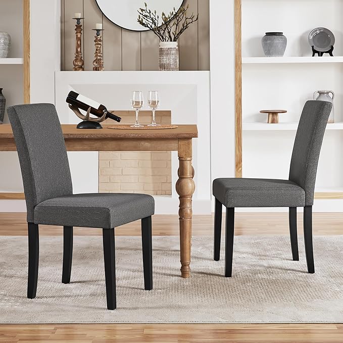Yaheetech Dining Chairs Set of 2 Fabric Upholstered Parson Kitchen Chairs wit...