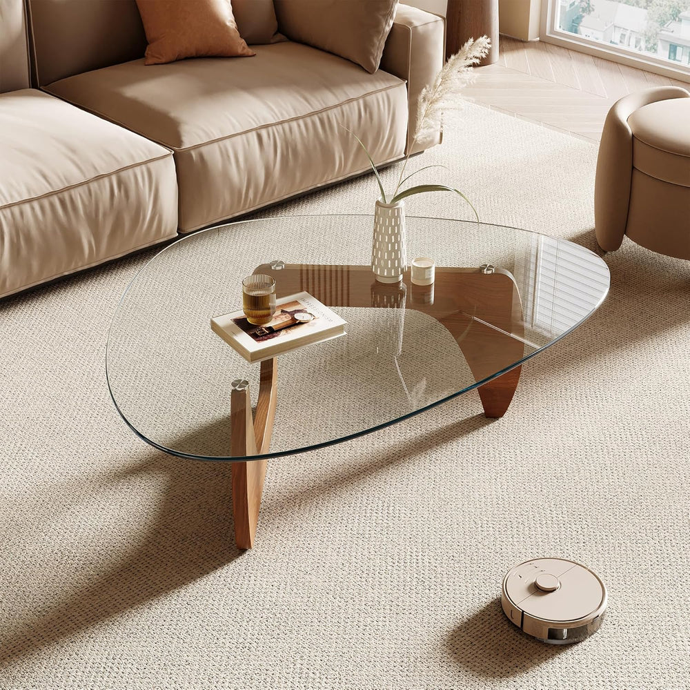 Honyee Morden Coffee Table, 42.5" x 28.5" x 16.1" Triangle Tem...