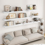 RICHFOCUS 24Inch Floating Shelves for Wall 2 Pack Shelves for Bedroom|Kitchen|Bathroom Wall Mounted Rustic Wood Floating Shelf with Invisible Brackets for Books|Storage|Decor, White