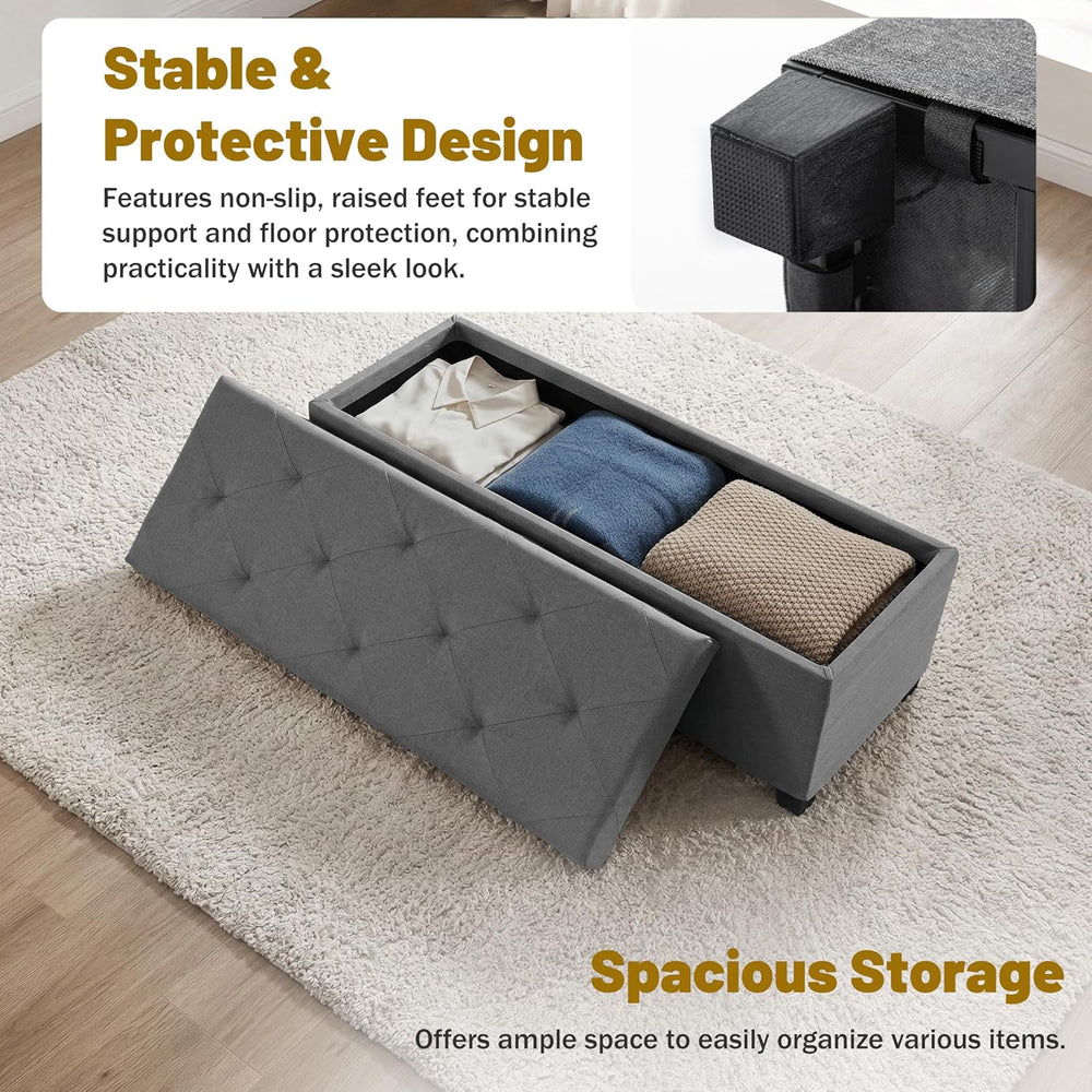 DUMOS Upholstered Storage Bench, End of Bed Ottoman, Extra Large 46.5 Gal (17...