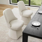 Swivel Dining Chairs Set of 2, Upholstered Mid Century Modern Deskchair with High Back, Linen Fabric Kitchen Chairs for Dining Room, Bedroom, Dressing Room, Linen