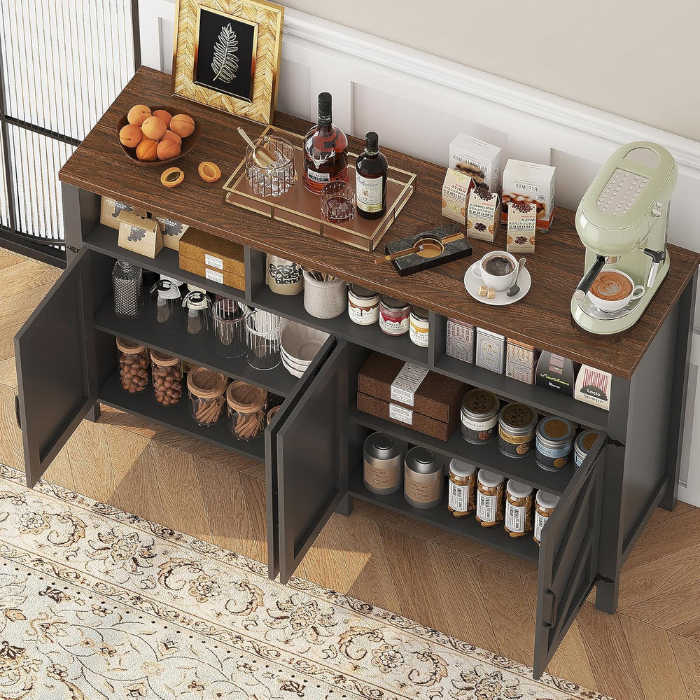knoworld 55'' Farmhouse Buffet Sideboard with Storage, 4 Doors & ...