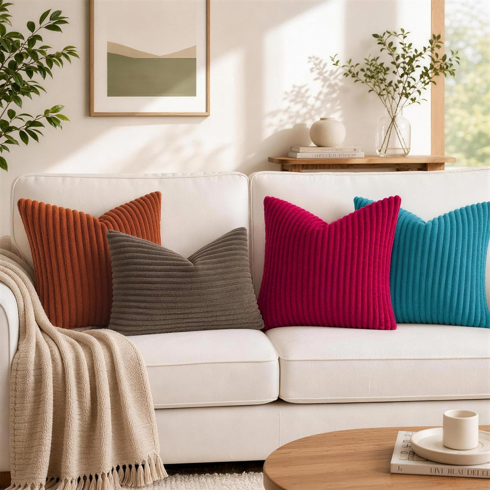 Simmore Fall Soft Rust Flannel Throw Pillow Covers 22X22 Set of 2
