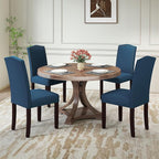 LSSPAID Dining Chairs Set of 4, Modern Comfy Linen Upholstered Parsons Dining Room Chairs with Bronze Nail Head Trim and Brushed Solid Wood Legs, Teal