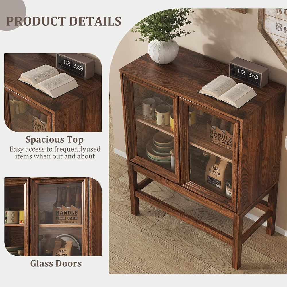 Sideboard Buffet Cabinet with Storage, Small Kitchen Coffee Wine Bar Cabinet ...