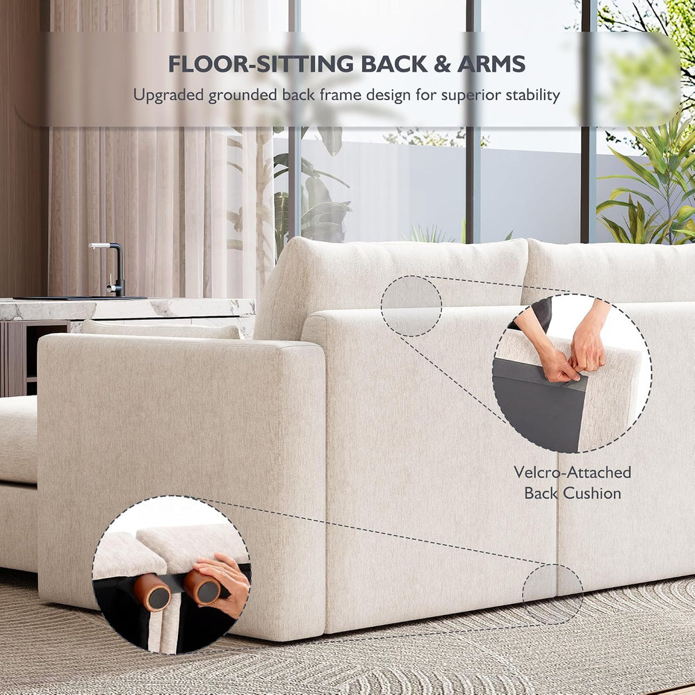 Ihanherry 117" Oversized Modular Sectional Sofa, Modern L Shaped Cloud C...
