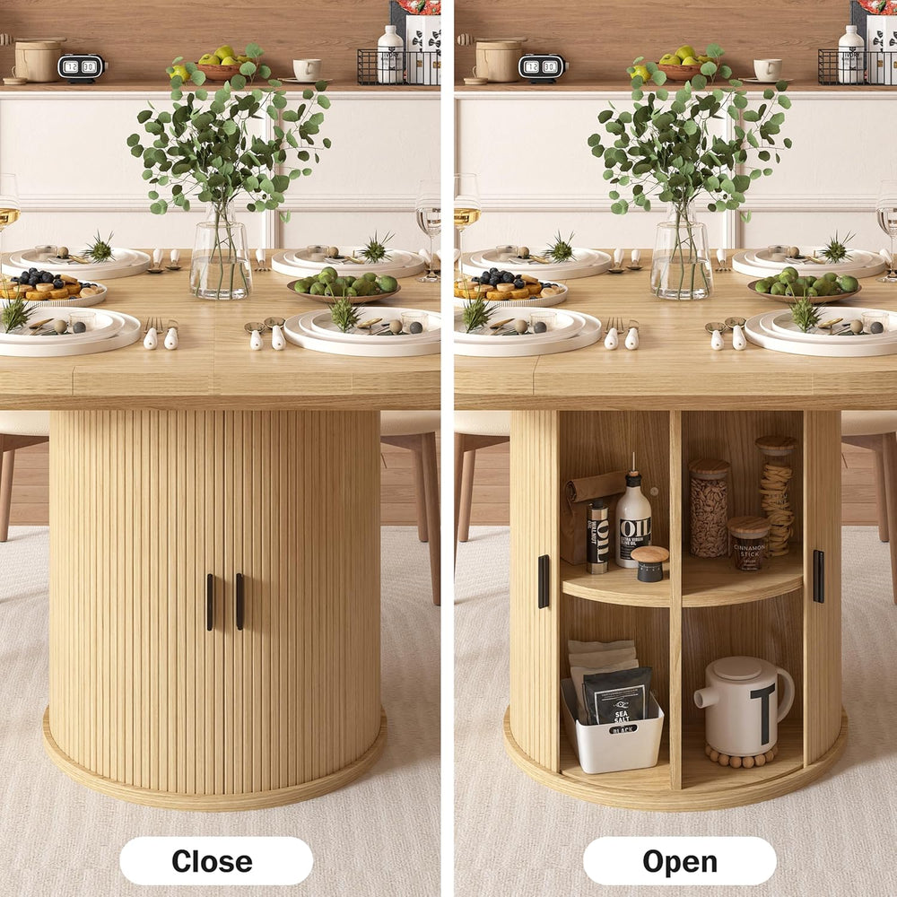 Vipbear Extendable Dining Table 43-59" for 4-6 People, Solid Wood Top wi...