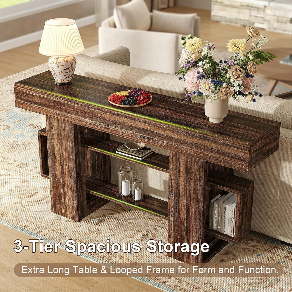 Feonase 63 Inches Long Console Table for Entryway, Wood Sofa Table Behind Cou...