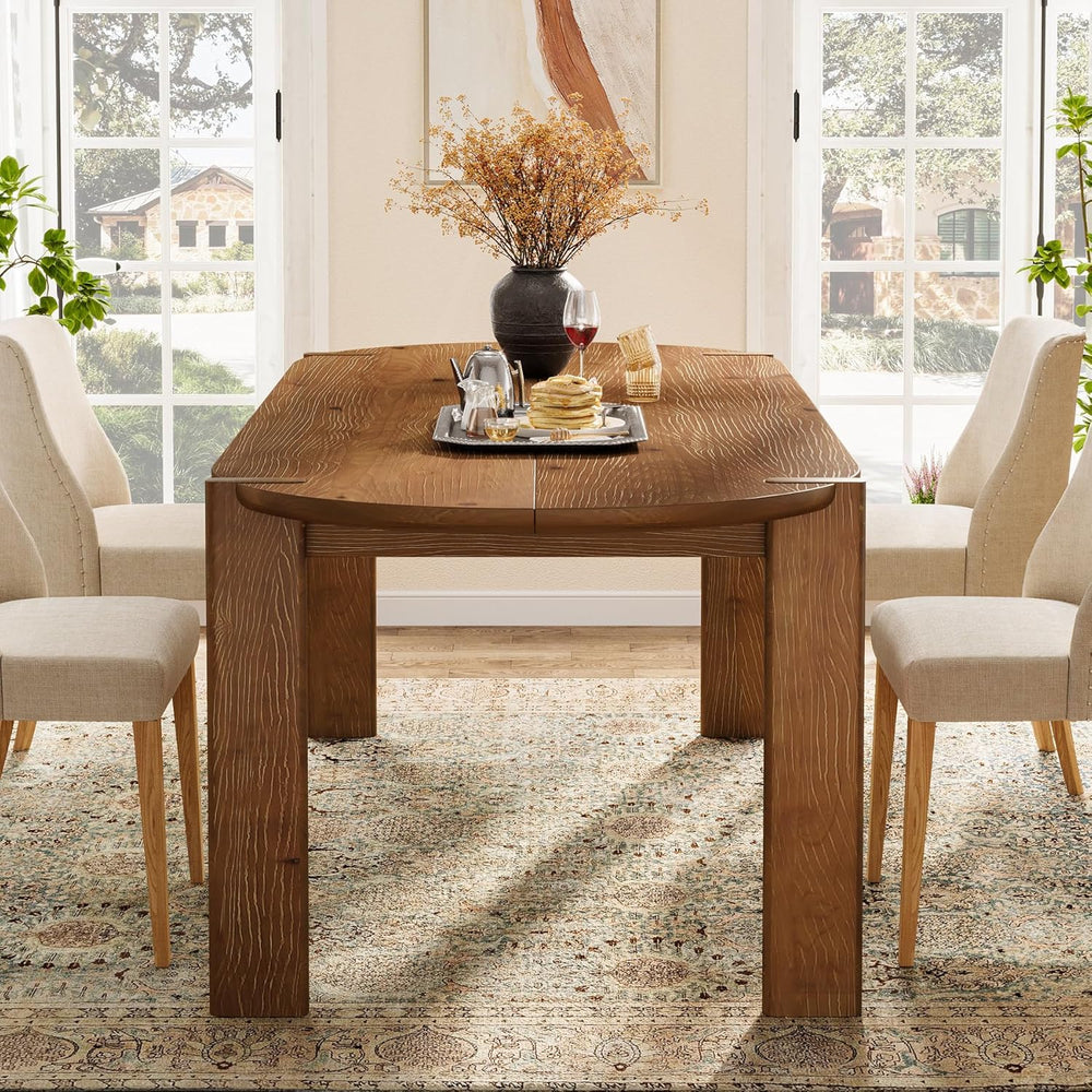 63" Solid Wood Oval Dining Table, Farmhouse Wooden Kitchen Table for 4-6...