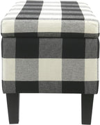 HomePop 36" Storage Ottoman Bench with Hinged Lid - Black Buffalo Plaid