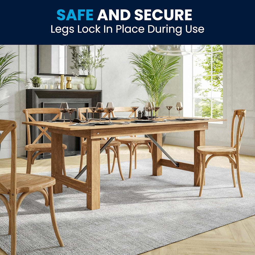 Flash Furniture Hercules Series 7' x 40" Rustic Solid Pine Folding D...
