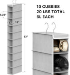 Simple Houseware 10 Shelves Closet Hanging Shoe Organizer, Gray | Dual Metal Hooks, Holds Up to 20 lbs, for Narrow Space