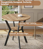 Round Kitchen Tables for 2-4, 31.5" Small Dining Tables with Storage, Rustic Wood Circle Dinner Table with Metal Leg, Farmhouse Dinner Table for Small Space, Dining Room, Kitchen, Office, Apartment