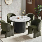 NORDICANA Barrel Dining Room Chairs with Arms, Faux Fur Accent Chairs Set of 4, for Kitchen, Living Room, Upholstered Armchairs, Green