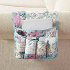 Brilliant Sunshine Lilac Rose Couch Sofa Armrest 5 Pockets Organizer, Slip Resistant Recliner Armchair Caddy, Washable Remote Controls Holder, Storage for Magazine, Tablet, Phone, 35×13", Egg Blue