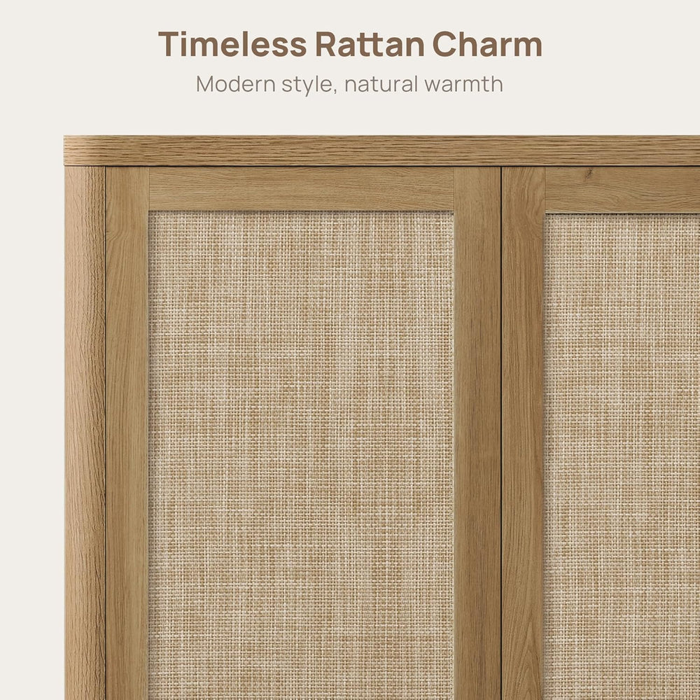 SICOTAS 64" Rattan Modular Buffet Sideboard Storage Cabinet - Large Cred...