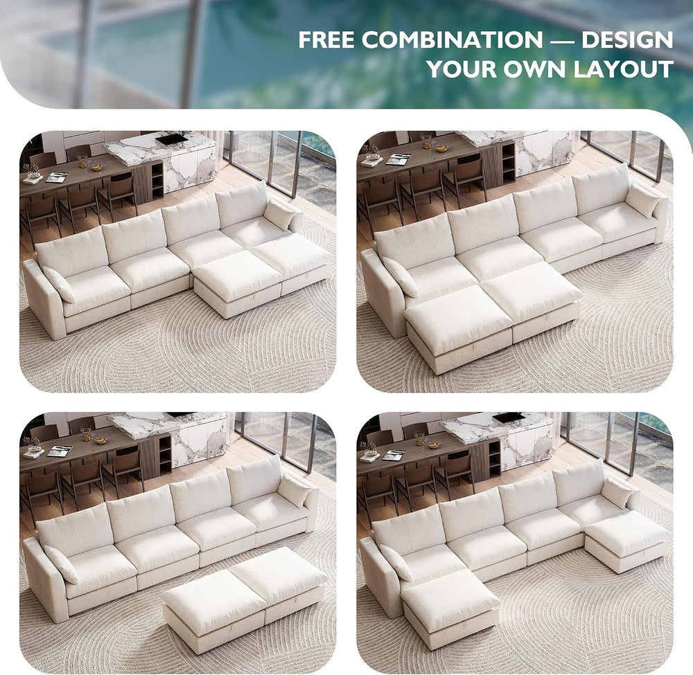 Ihanherry 152" Oversized Modular Sectional Sofa, Modern U Shaped Cloud C...