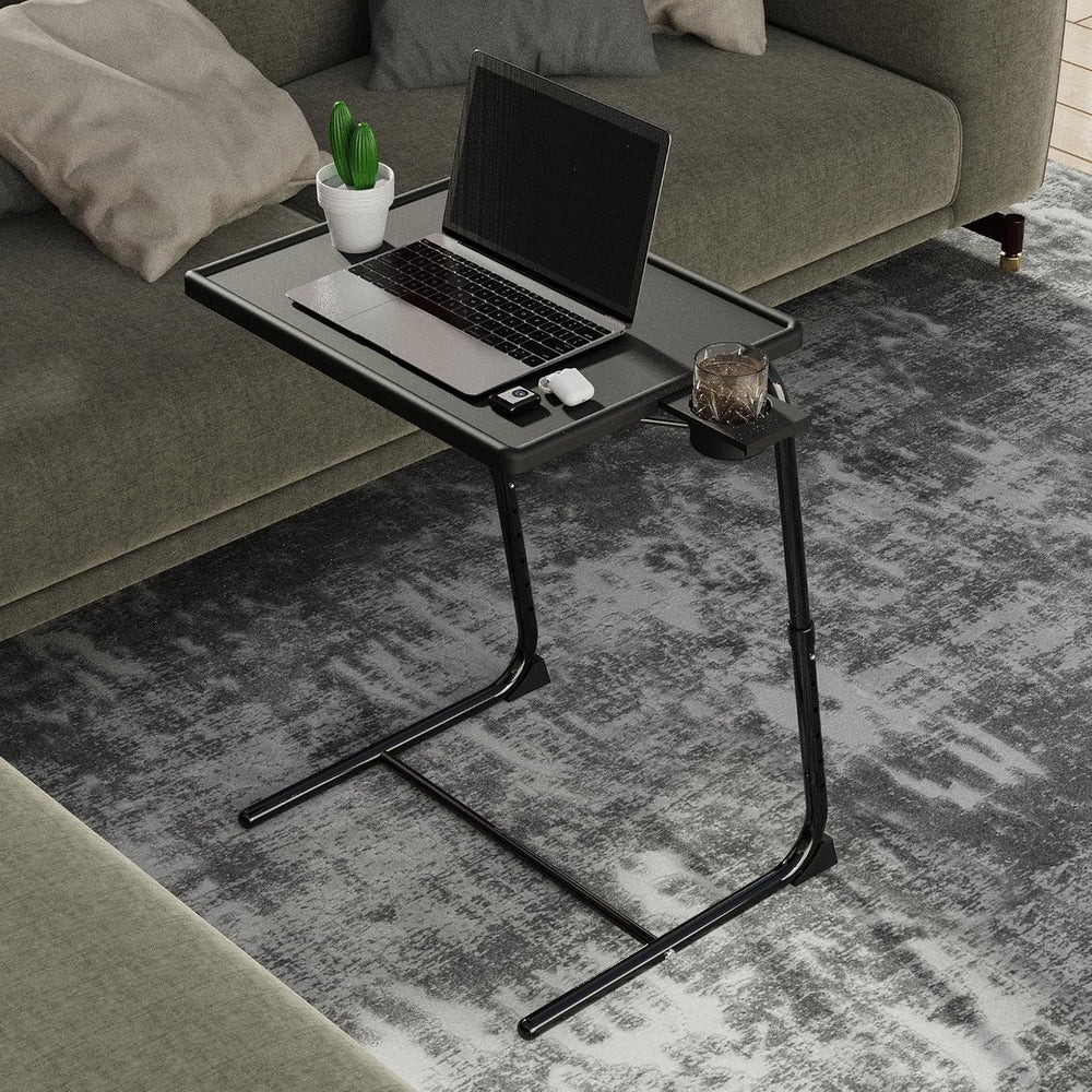 Adjustable TV Tray Table for Breakfast & Dinner - Black Folding Couch Des...