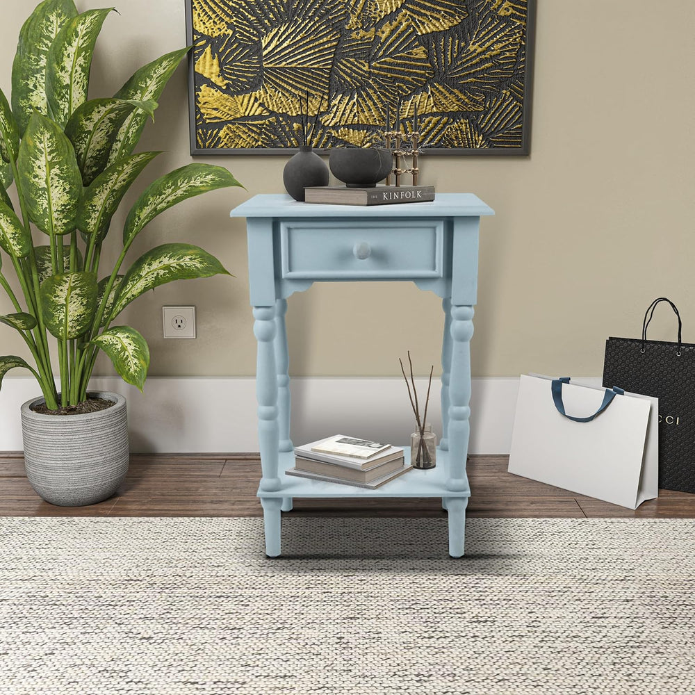 Decor Therapy Jane Nightstand Side Table with a Drawer, Shelf, Traditional De...
