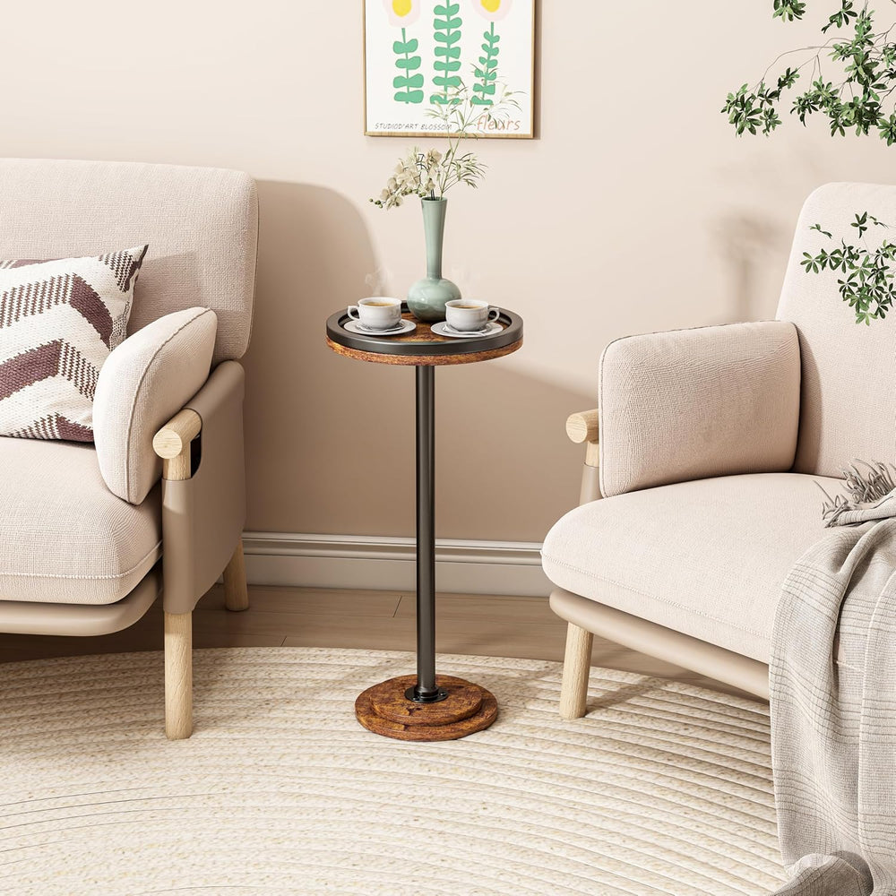 LINGMI Small Side Table, Round Martini Drink Table for Small Spaces, Modern A...