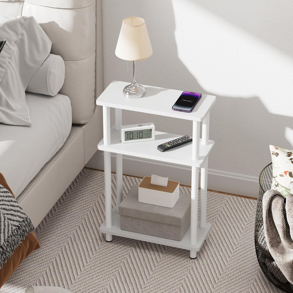 Apicizon Small Narrow Side Table, 3-Tier Skinny End Table with Storage Shelf,...