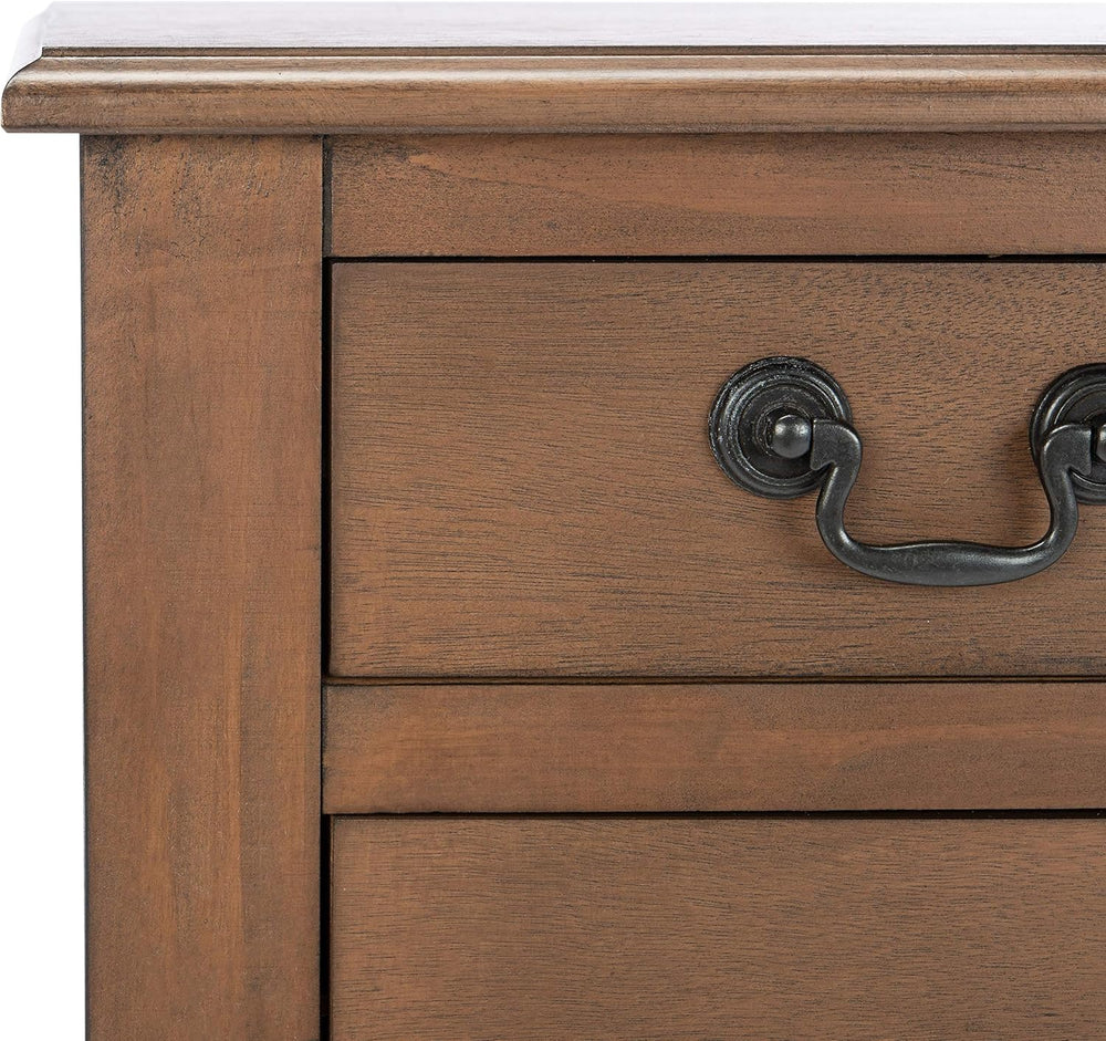 SAFAVIEH Furniture - Athena 3-Drawer Console Table - Brown - Solid Wood - Far...