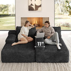 Yaheetech 110" Sectional Sofa Boneless Couch with Chaise, Dark Gray | Sectional Sofa Cloud Couch Corduroy Modular L-Shape Couch No Assembly Sofa with Detachable Pillow for Living Room Guest Room