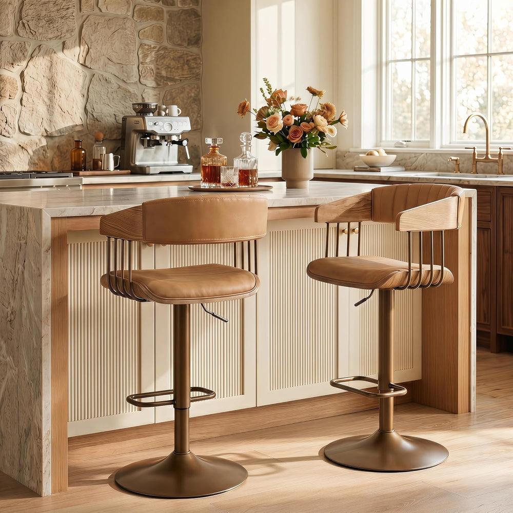 HEAH-YO Swivel Bar Stools Set of 2, Adjustable Counter Height Bar Stools with...