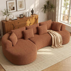 126" Oversized Curved Sectional Sofa for Living Room, Boneless Modern Couch with Chaise, Cloud Couch with 7 Pillows, No Assembly, Caramel 1PCS