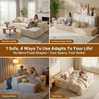 Realbear 108" Cloud Sectional Boneless Couch Sofa with L-Shape Chaise, Modular Sectional Couch with Deep Seat for Living Room Bedroom, No Assembly Required (Beige, 108" Left Facing Chaise)