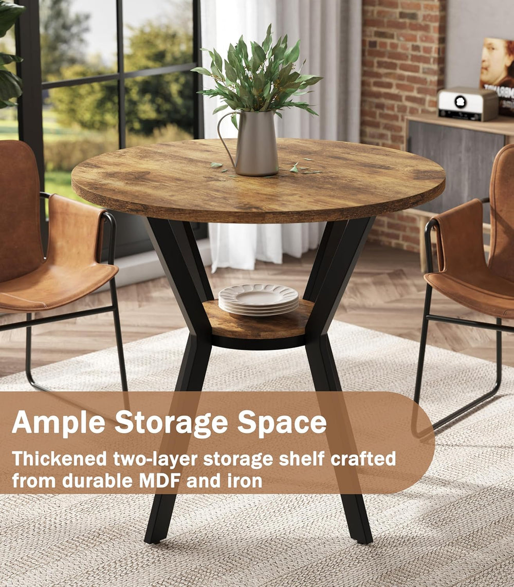 MECHYIN 31.5" Round Kitchen Table for 2-4, Small Round Dining Table with...