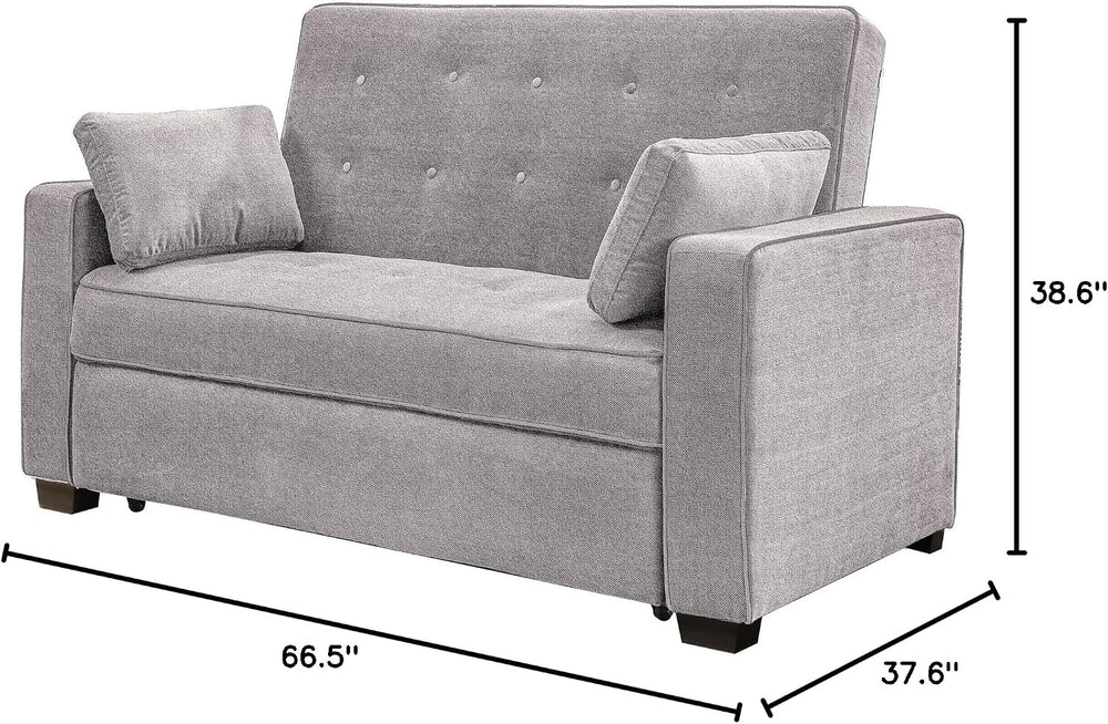Serta Ainsley 66.5" Convertible Sleeper Loveseat, Full Size, Dreamcoil C...